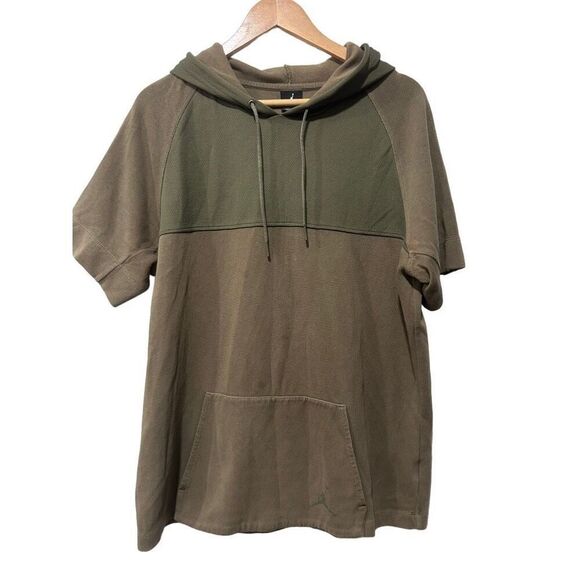 Nike Jordan Jump Man Olive Green Tan Color block Hooded Sweater Shirt Size L - Picture 1 of 12
